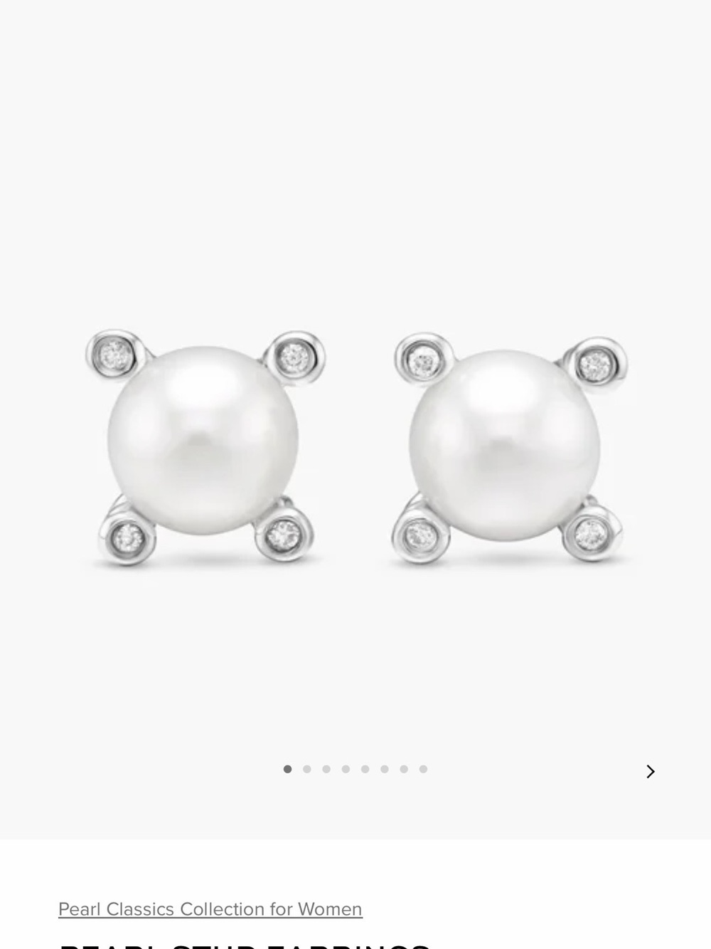 David Yurman Silver Pearl Stud Earrings